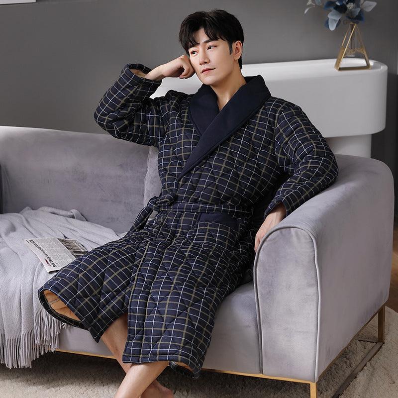 Long Sleeved Autumn And Winter Thin Quilted Bathrobe - MAXIME