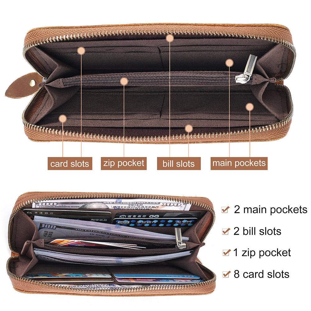 Genuine Leather Long Wallets for Men Cash Credit Card Holder Purse Male - MAXIME