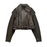 Leather Short Zipper Fashion Jacket - MAXIME