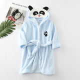 Girls Cartoon Hooded Flannel Lace-up Bathrobe - MAXIME