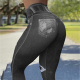 Ladies Stretch Faux Denim Leggings - MAXIME