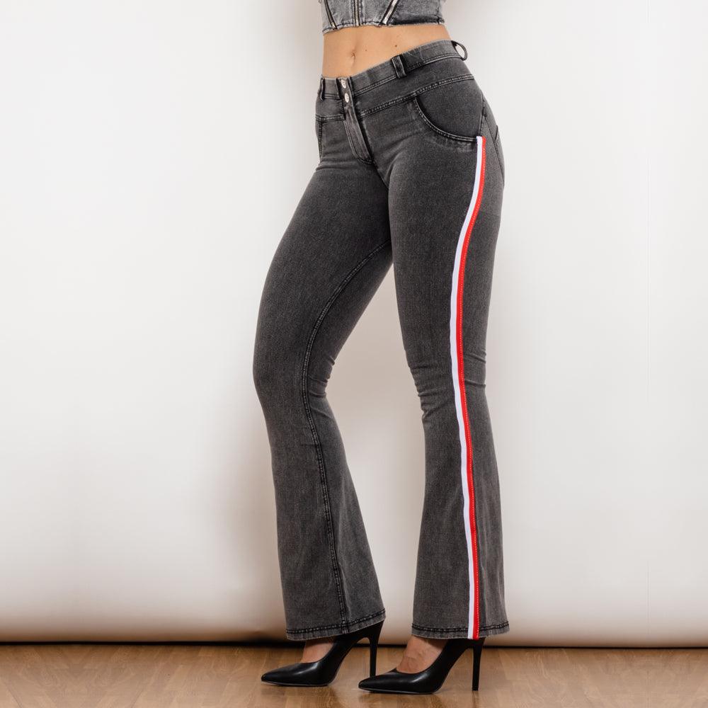 Melody Side Striped Sexy Push Up Jeans Denim Flare Pants - MAXIME