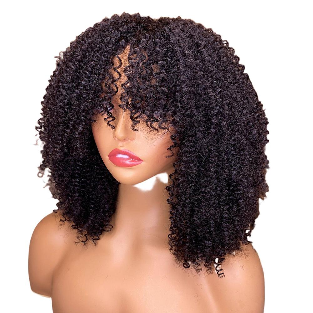 Kinky Curly Human Hair Wigs With Bangs - MAXIME