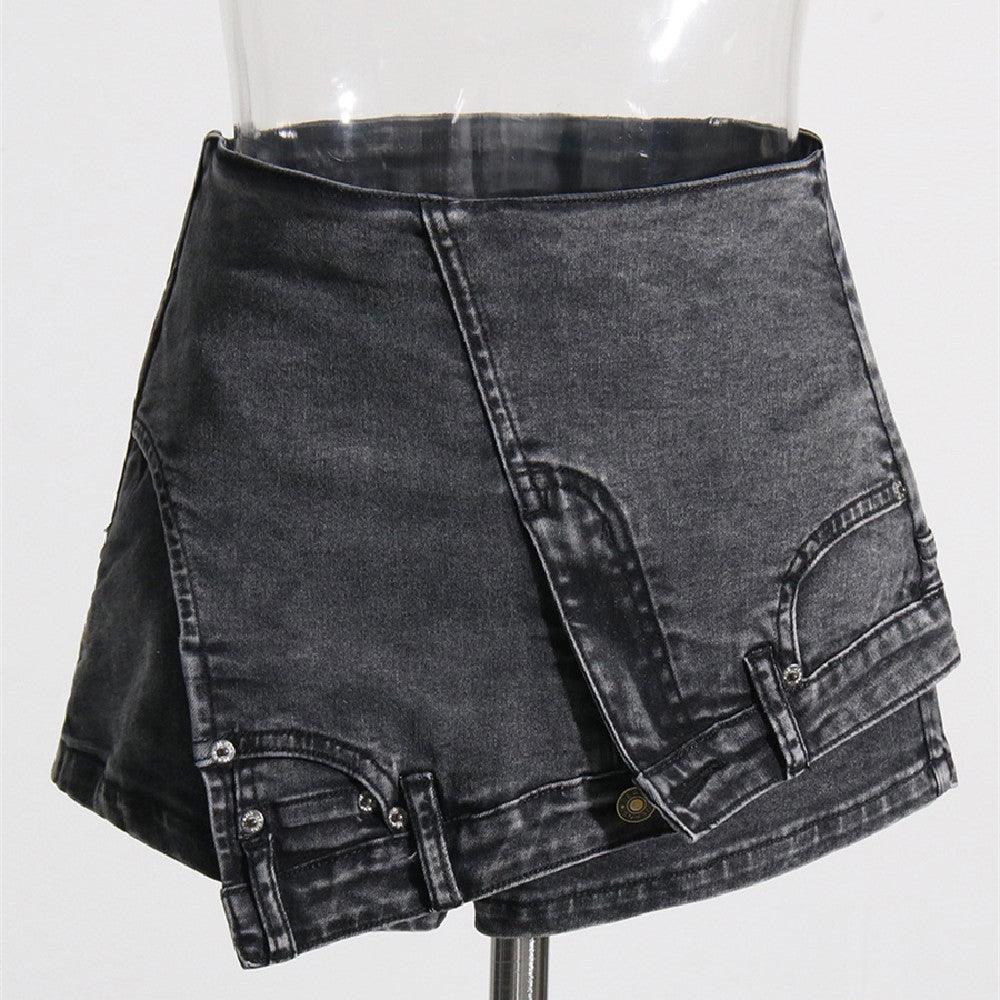 Denim Stitching Shorts - MAXIME