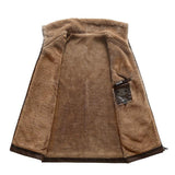 Leather Lapel Fleece Padded Coat - MAXIME