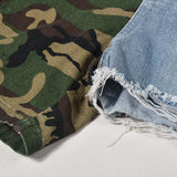 Denim Stitched Camouflage Shorts - MAXIME