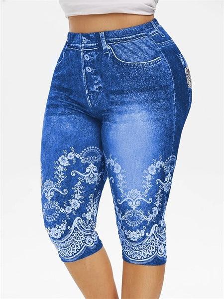 Denim Yoga Pants Jeans Leggings High Waist Capri Pants Jeggings - MAXIME