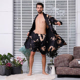 Two-piece Pattern Bathrobe Nightgown And Short Pajama Pants - MAXIME