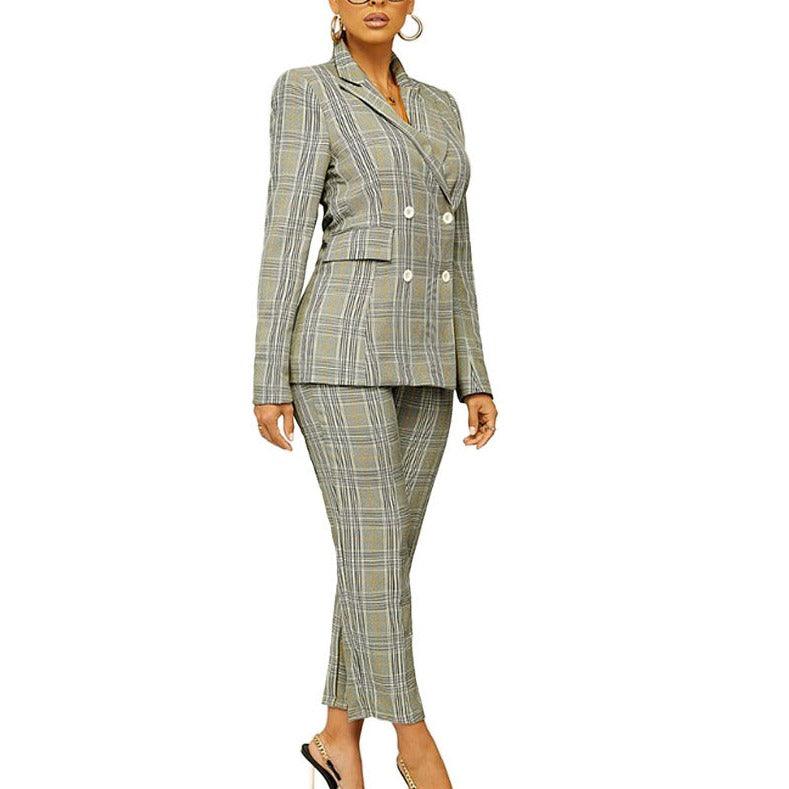 MAXIME Elegant Slim Plaid Business Suit - MAXIME