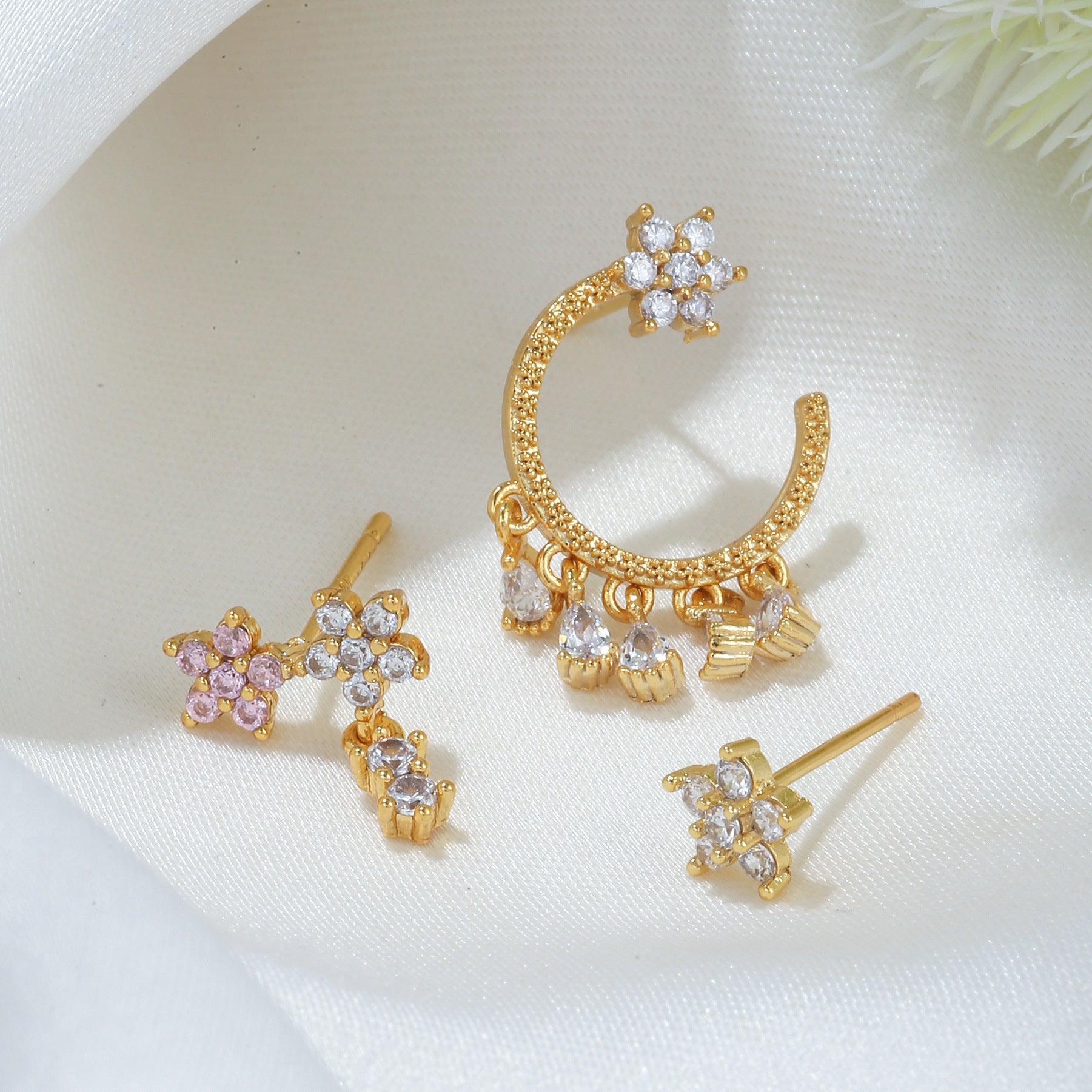 Trendy Earrings Set Zircon Temperament - MAXIME