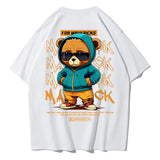 Men's Cotton Bear Pattern Printed T-Shirt with Round Neck - MAXIME