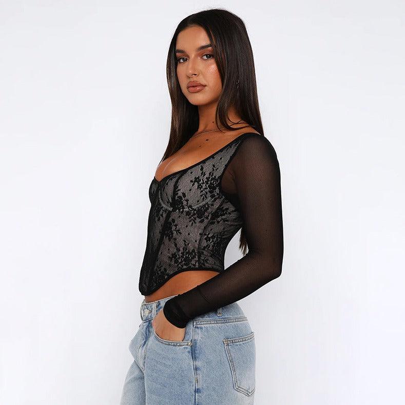 Maxime Lace Long-sleeved Top - MAXIME