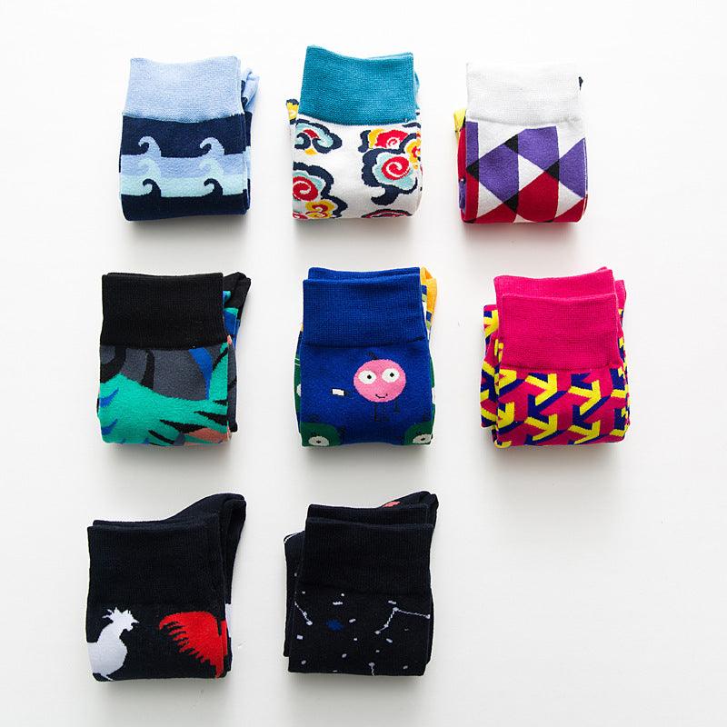 Geometry Pattern Funny Cotton Socks - MAXIME