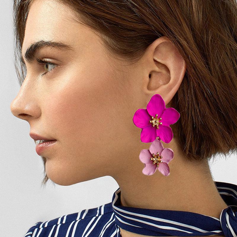 Multicolor trendy flower earrings - MAXIME