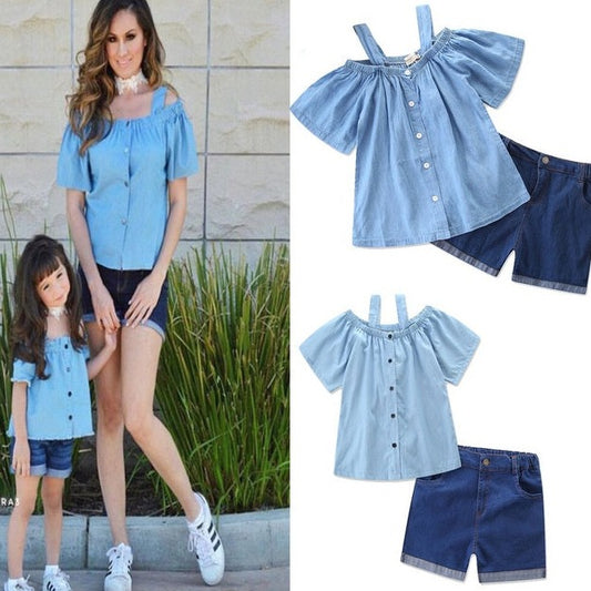 Mother-daughter cotton T-shirt + round skirt pants - MAXIME