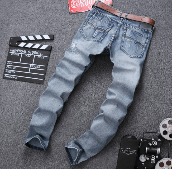 Maxime Ripped Jeans Pants Light Blue Slim Fit - MAXIME