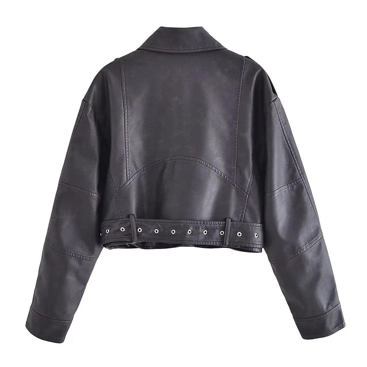 Leather Short Zipper Fashion Jacket - MAXIME