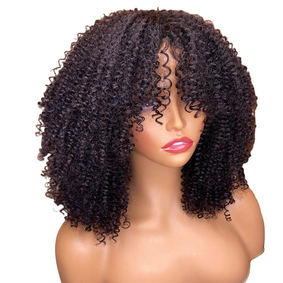 Kinky Curly Human Hair Wigs With Bangs - MAXIME