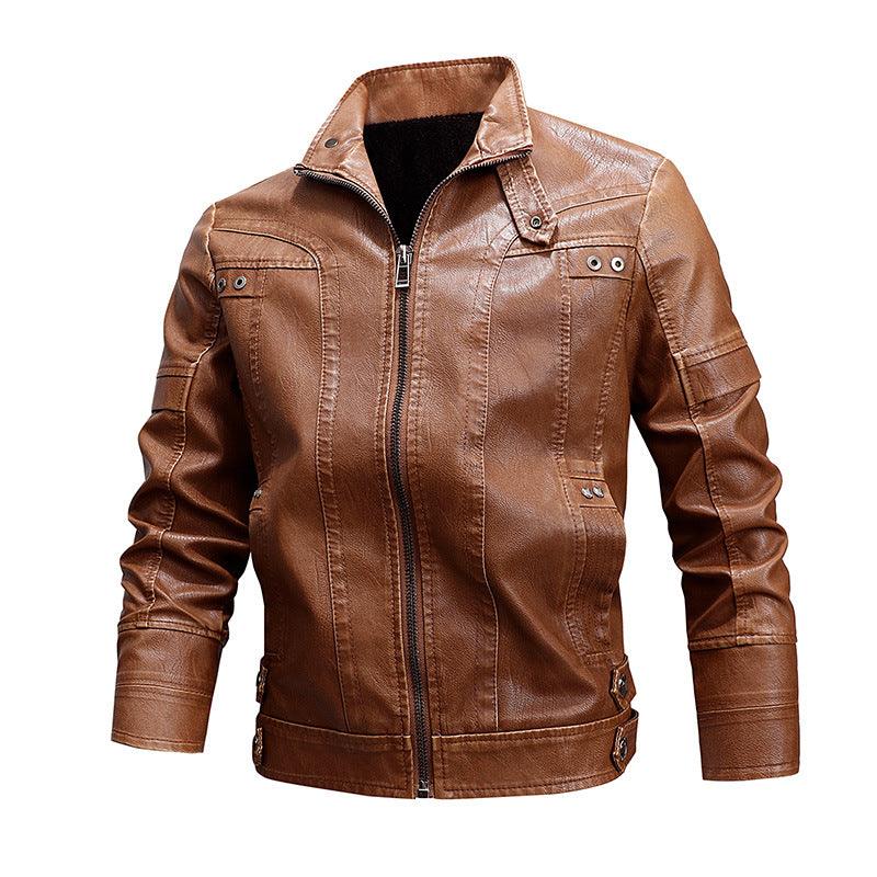 Men's Loose Lapel Leather Coat - MAXIME