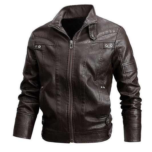 Men's Loose Lapel Leather Coat - MAXIME