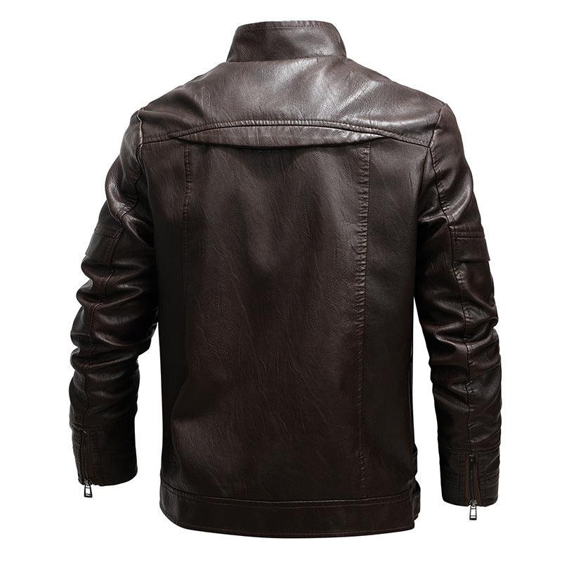 Men's Loose Lapel Leather Coat - MAXIME