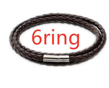 Personalized Mens Braided Genuine Leather Bracelet Stainless - MAXIME