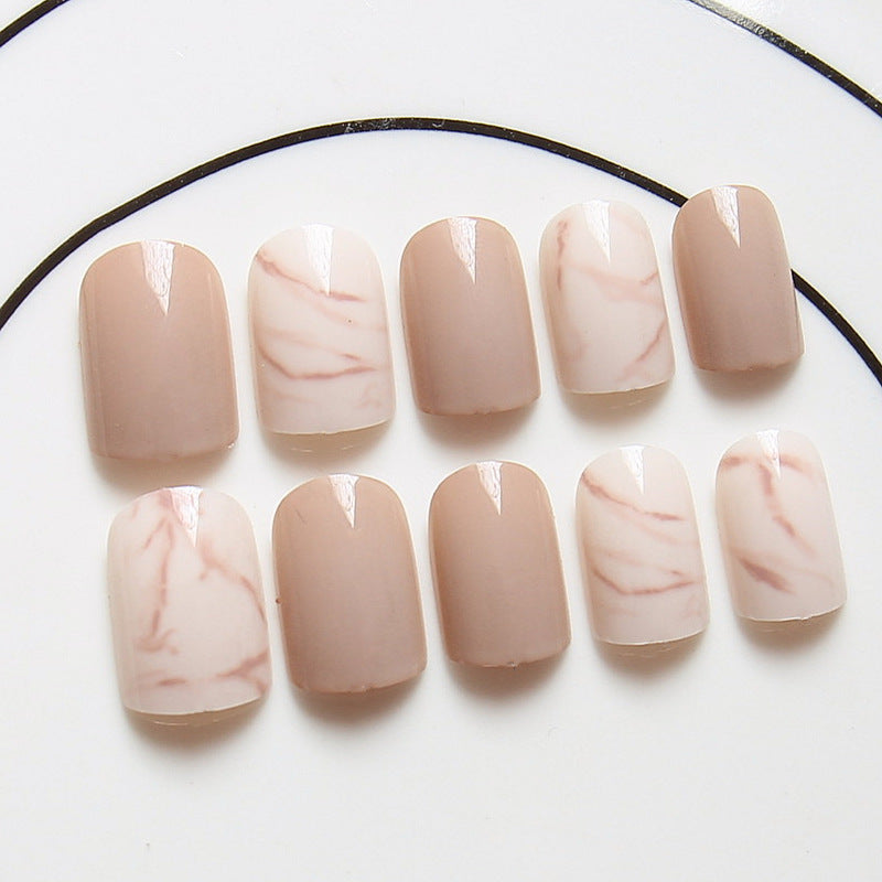 Light khaki smudge false nails - MAXIME