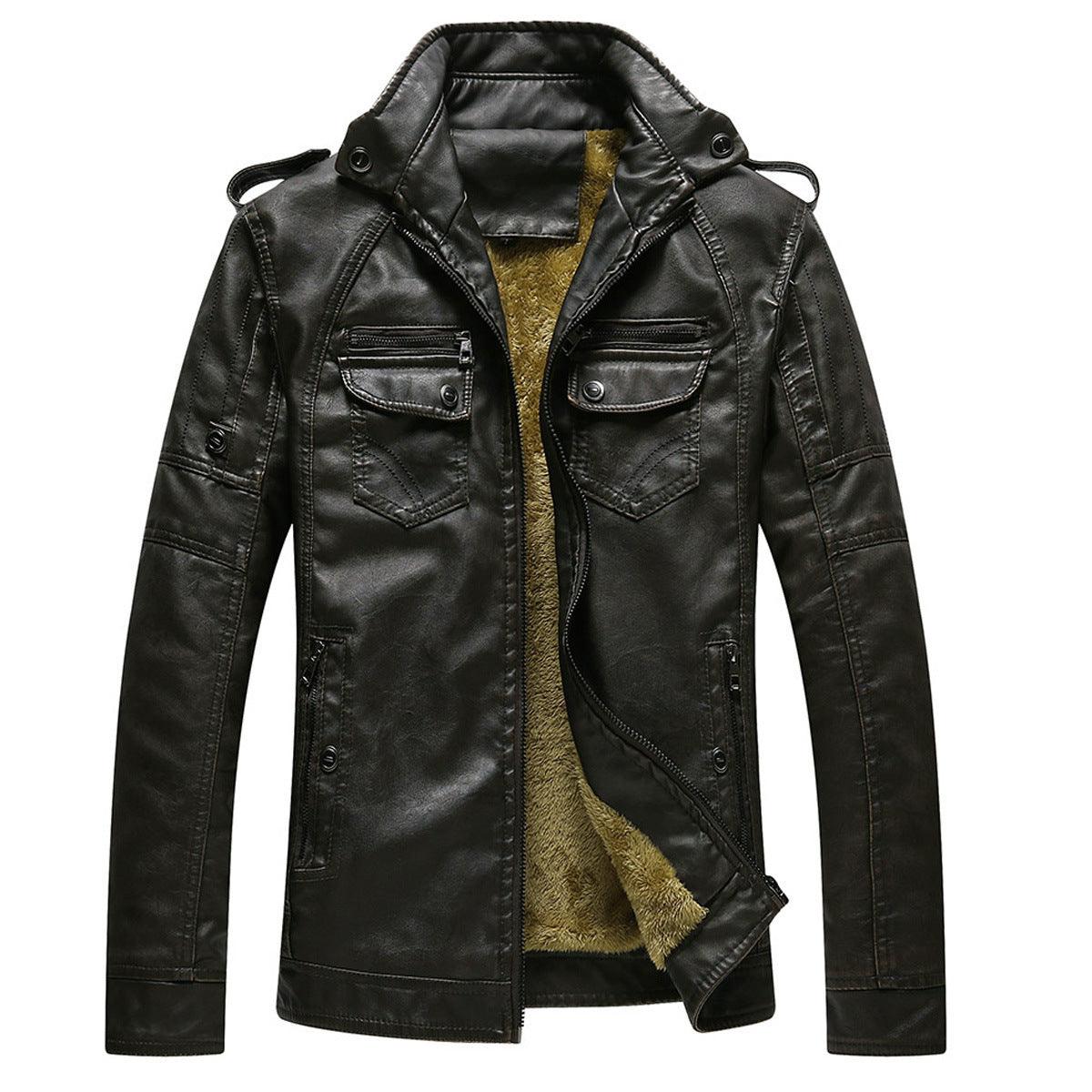 Leather Jacket Plus Velvet Washed - MAXIME