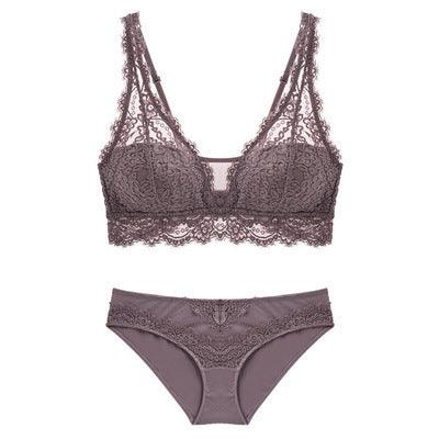 Laceless Bra Gathering Bra Lace Bra Set - MAXIME