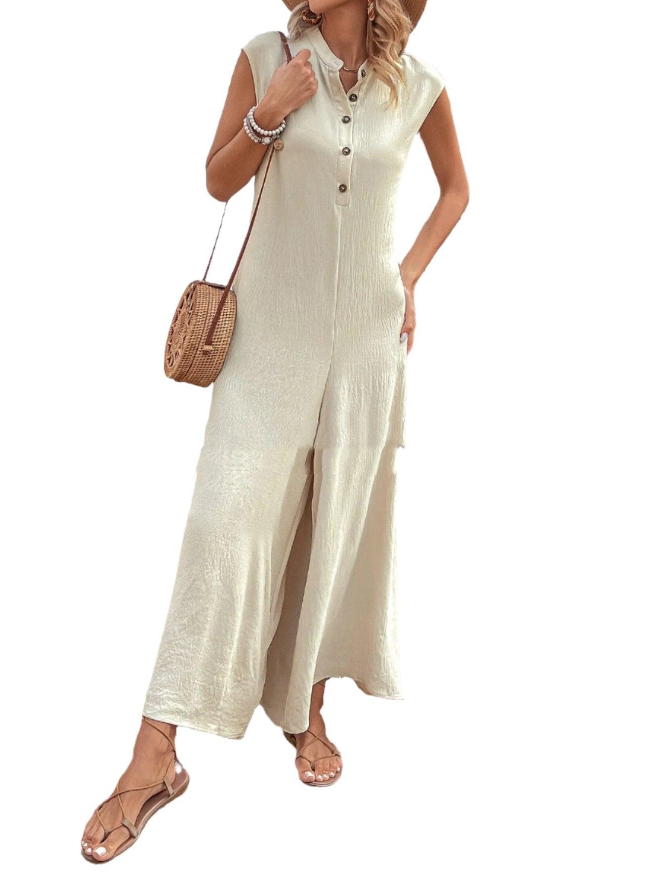 Casual Solid Color Jumpsuit - MAXIME