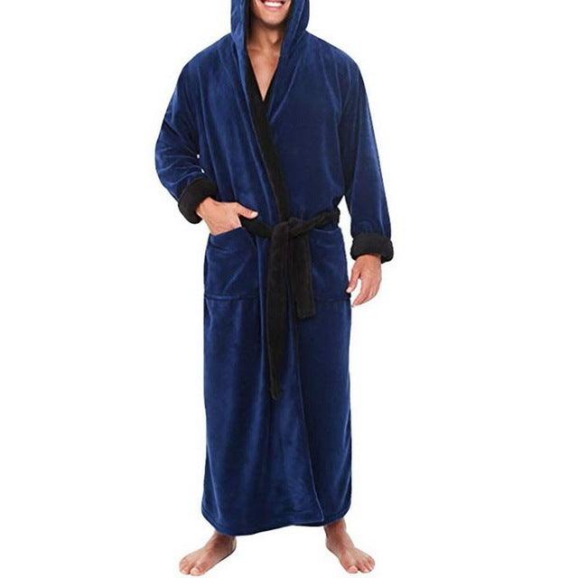 Men BathRobe Flannel Hooded Thick Casual Winter - MAXIME