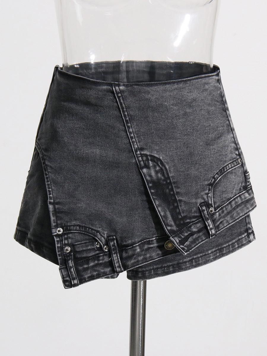 Denim Stitching Shorts - MAXIME