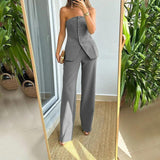 Maxime Casual Graceful Tube Top Suit Pants - MAXIME