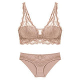 Laceless Bra Gathering Bra Lace Bra Set - MAXIME