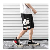 Hip hop shorts mens black casual street wear elastic shorts - MAXIME