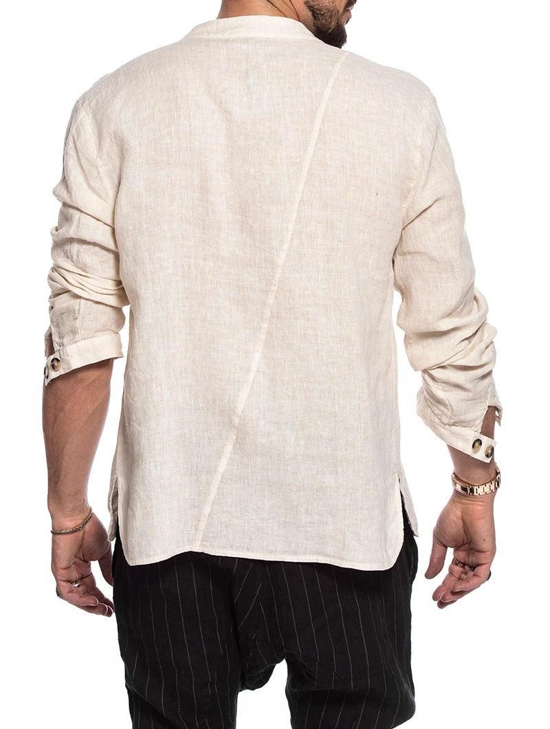 Cotton Linen Men's Long Sleeve Shirt - MAXIME