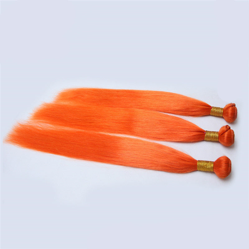 Color Human Hair Curtain Orange Hair Curtain - MAXIME