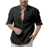 Men's Long Sleeve V Neck Casual Shirt - MAXIME