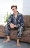 Fall men's simulated silk stripe pajamas men - MAXIME