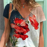 Women's T-Shirt Summer New Casual Short-Sleeved Flower - MAXIME