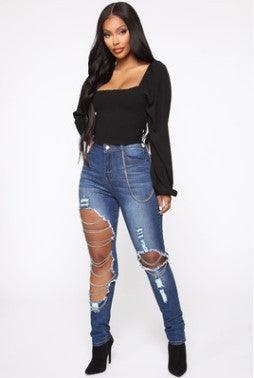 Casual Simple Ripped Jeans - MAXIME