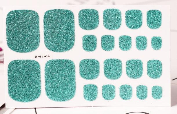 22 Nail Art Stickers Solid Color Green Onion Powder Foot Stickers - MAXIME