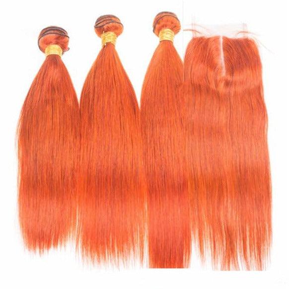 Color Human Hair Curtain Orange Hair Curtain - MAXIME