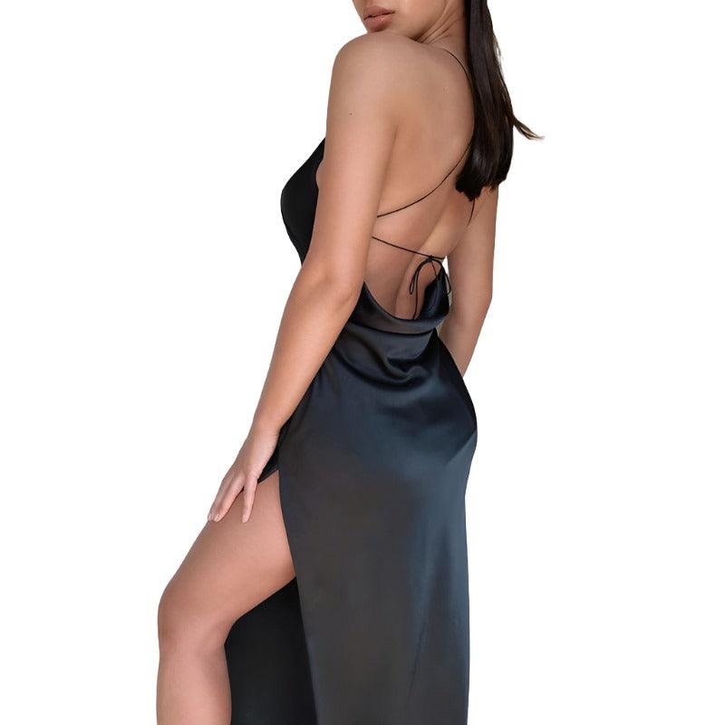 Satin Maxi Backless Split - MAXIME