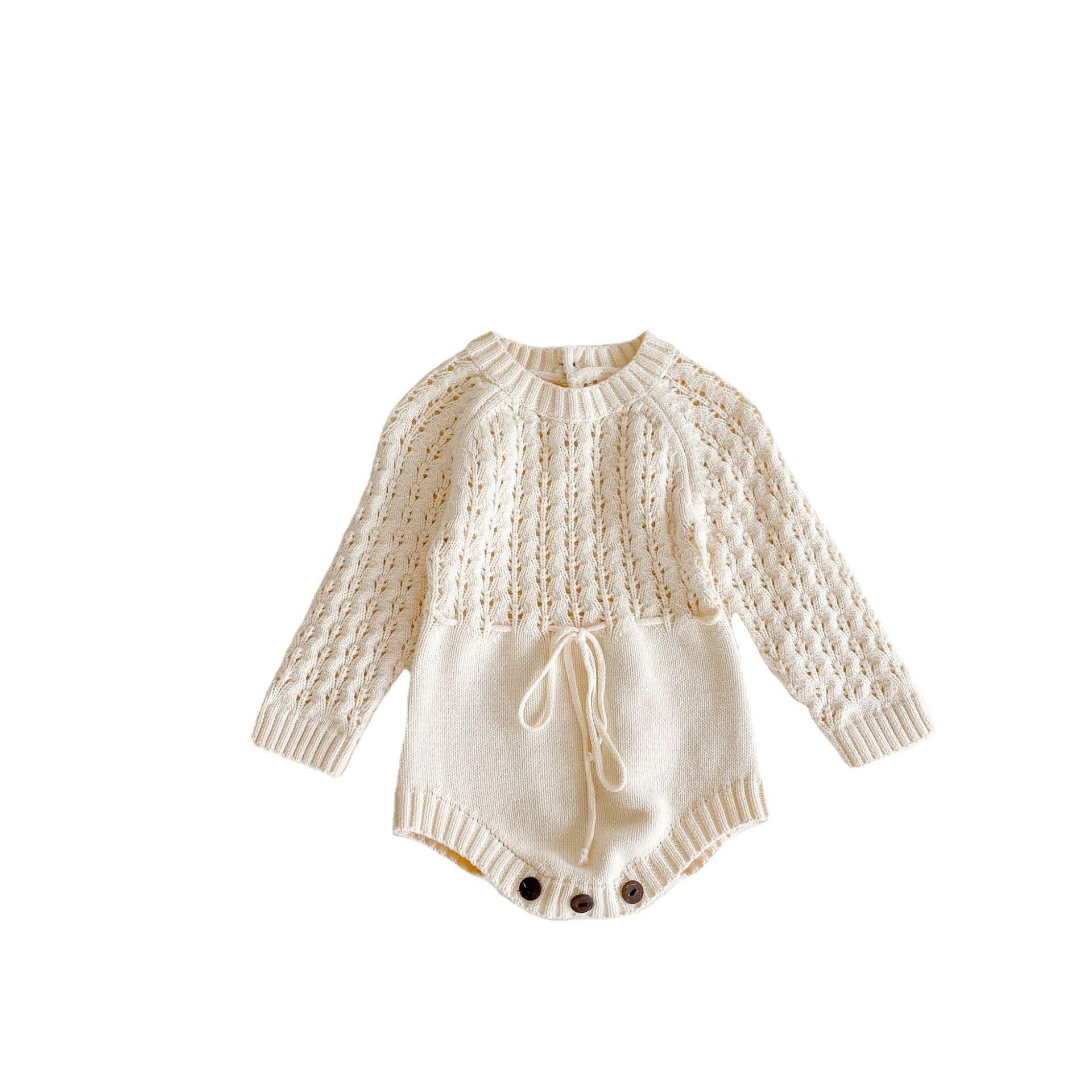 Girl Baby Knitted Hollow Waist Girdle Long Sleeves Harpy Dress Triangle - MAXIME