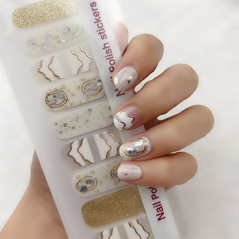 Shell Nail Sticker 3D Bronzing 20 Nail Stickers Double Row Nail Sticker - MAXIME