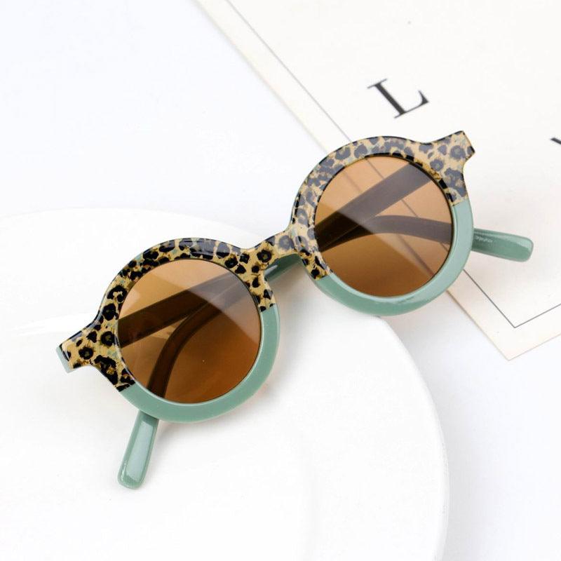 Children's Fashion Round Leopard Print Patchwork Shades - MAXIME