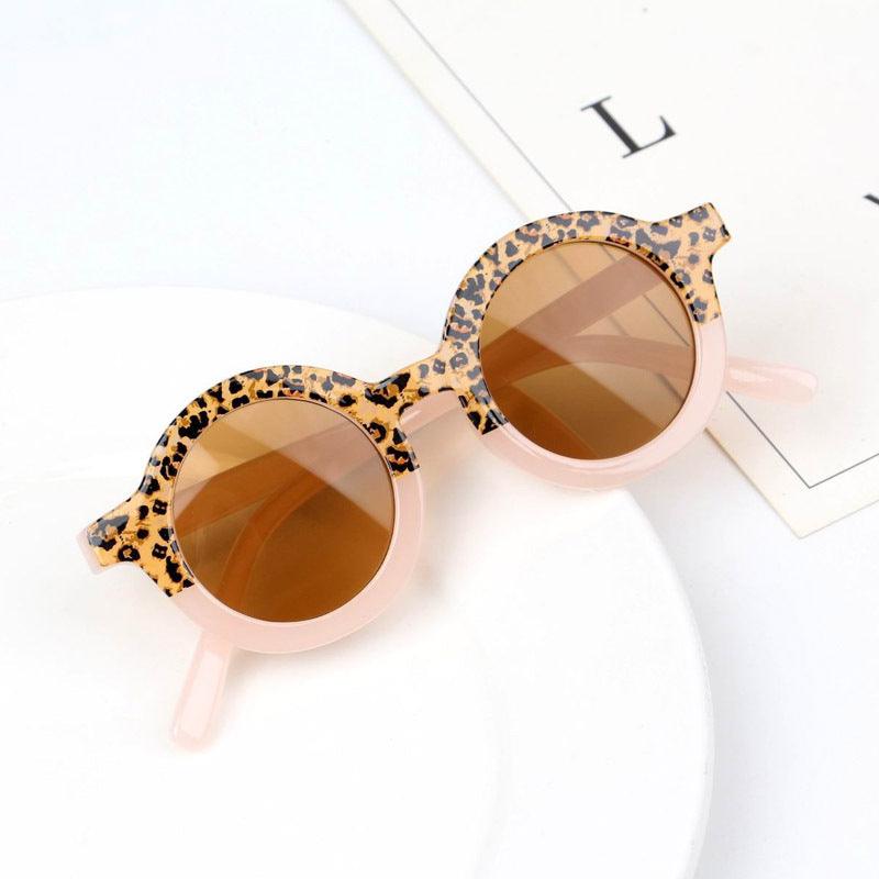 Children's Fashion Round Leopard Print Patchwork Shades - MAXIME