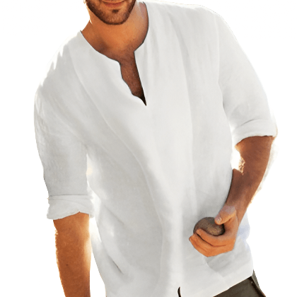 Men'S Cotton And Linen Five-Point Sleeve T-Shirt For Men - MAXIME