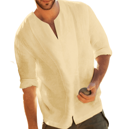 Men'S Cotton And Linen Five-Point Sleeve T-Shirt For Men - MAXIME